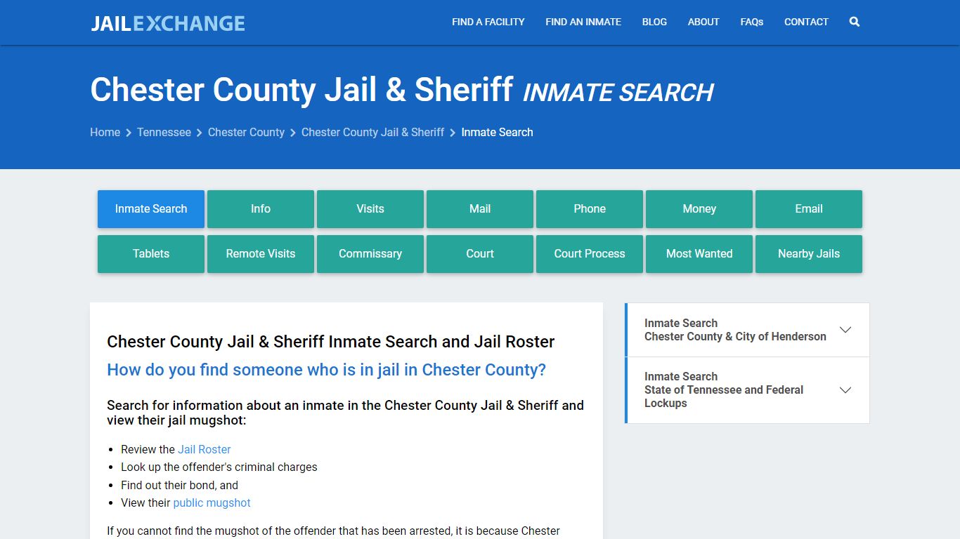 Inmate Search: Roster & Mugshots - Chester County Jail & Sheriff, TN